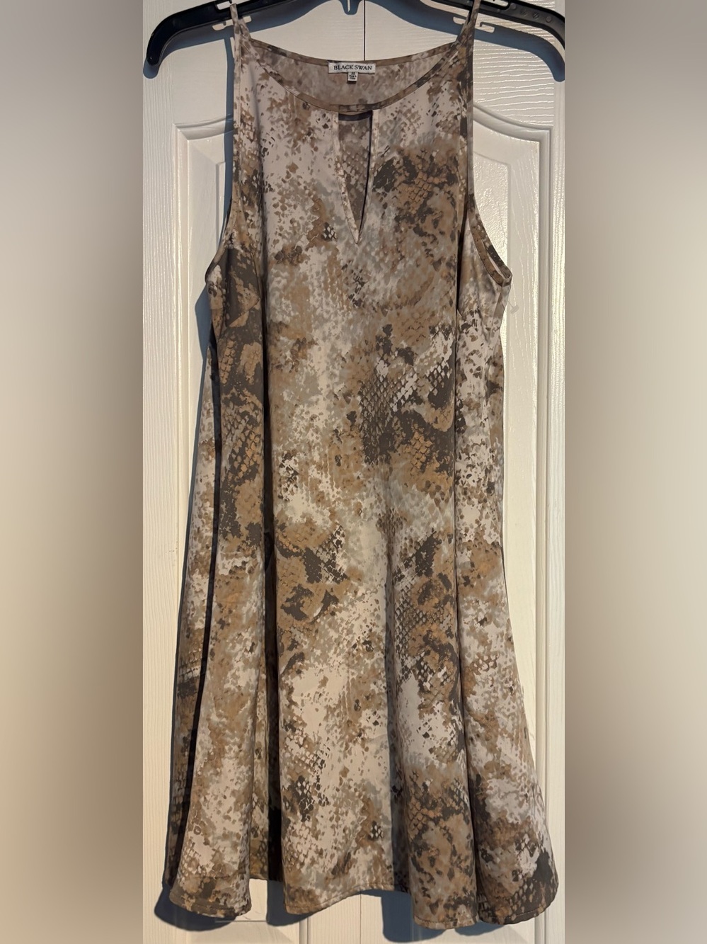 Black Swan Sleeveless Midi Dress in Brown & Cream Snake Print